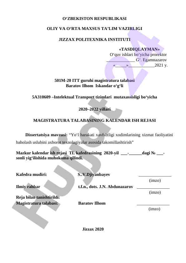 Yo‘l harakati xavfsizligi tizimlari bo‘yicha tahlil