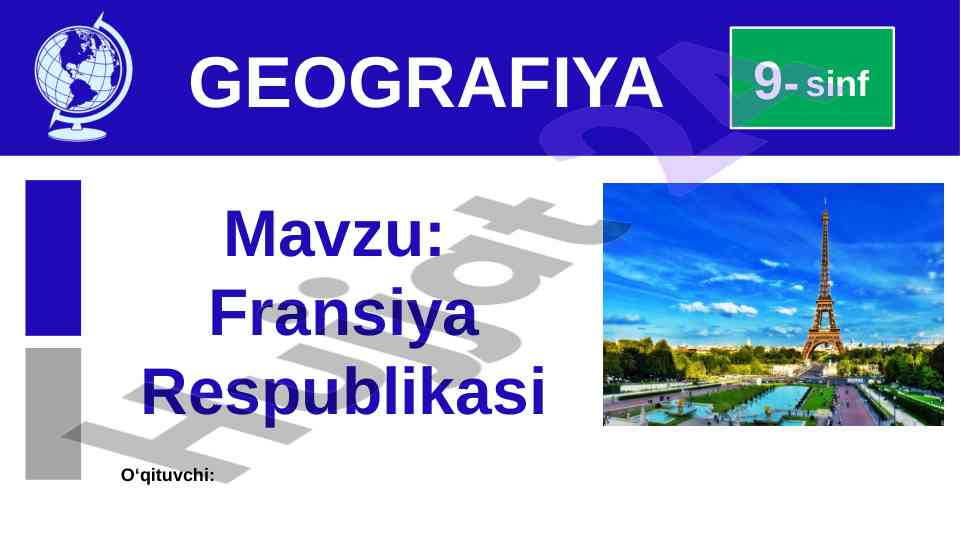 Fransiya respublikasi geografiyasi tahlili