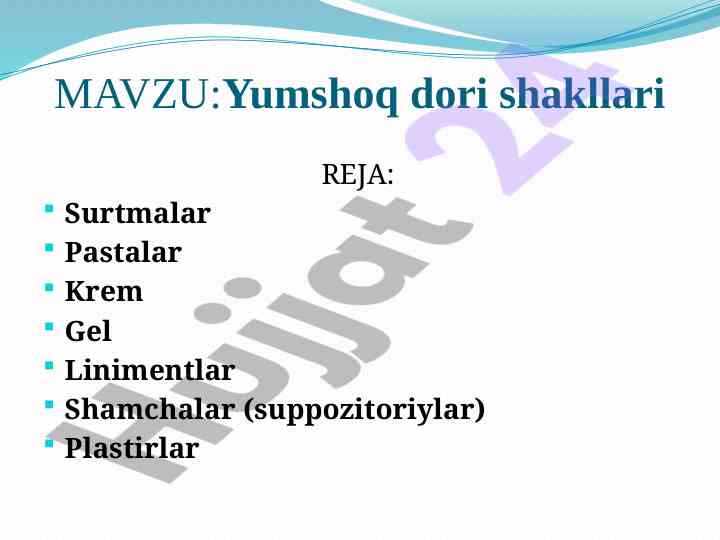 Yumshoq dori shakllari turli turlari