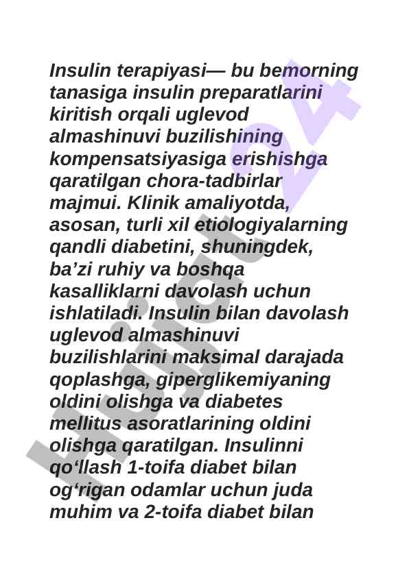 Insulin terapiyasining ahammiyati