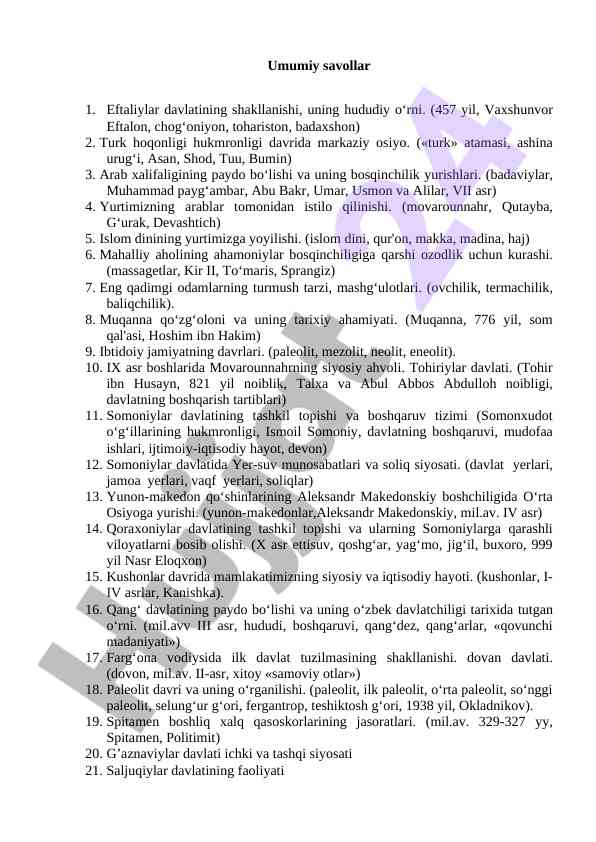 Markaziy osiyo tarixi va islom dinining yoyilishi