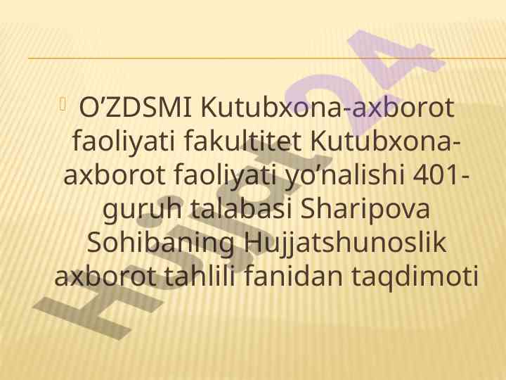 Axborot va hujjat tushunchasi taqdimoti