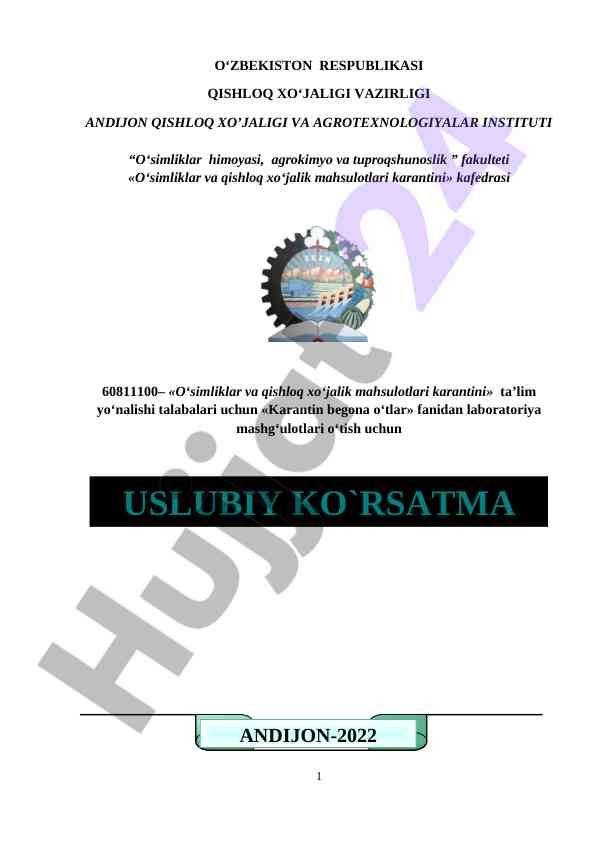 Karantin begona o‘tlar laboratoriya mashg‘ulotlari