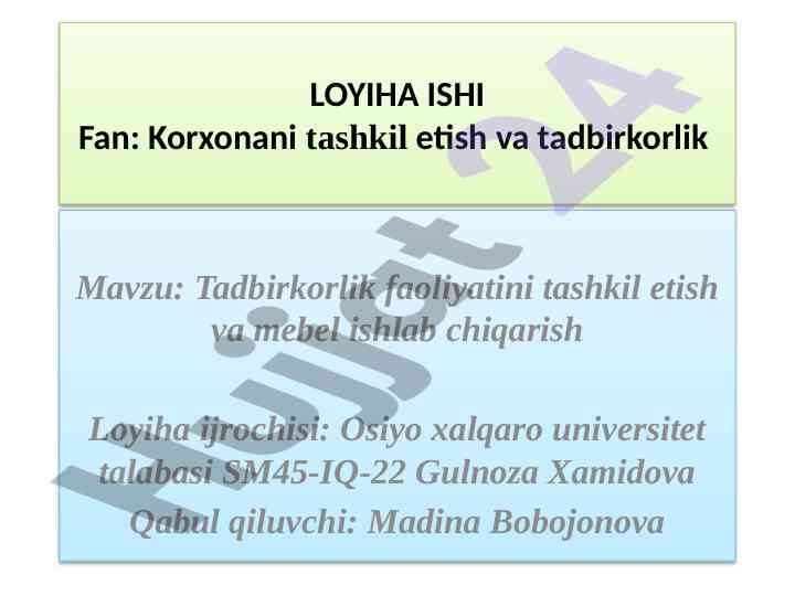 Mebel ishlab chiqarish va tadbirkorlik faoliyati