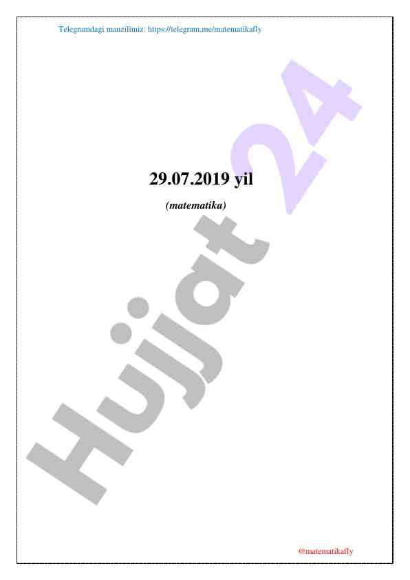 Matematika testlari va hisoblash topshiriqlari
