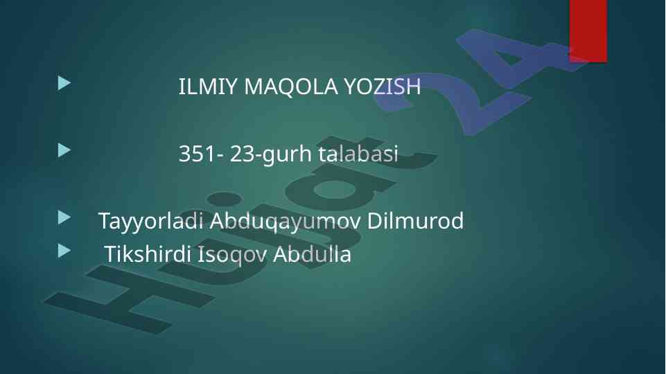 Ilmiy maqola yozish tajribalari va tavsiyalar