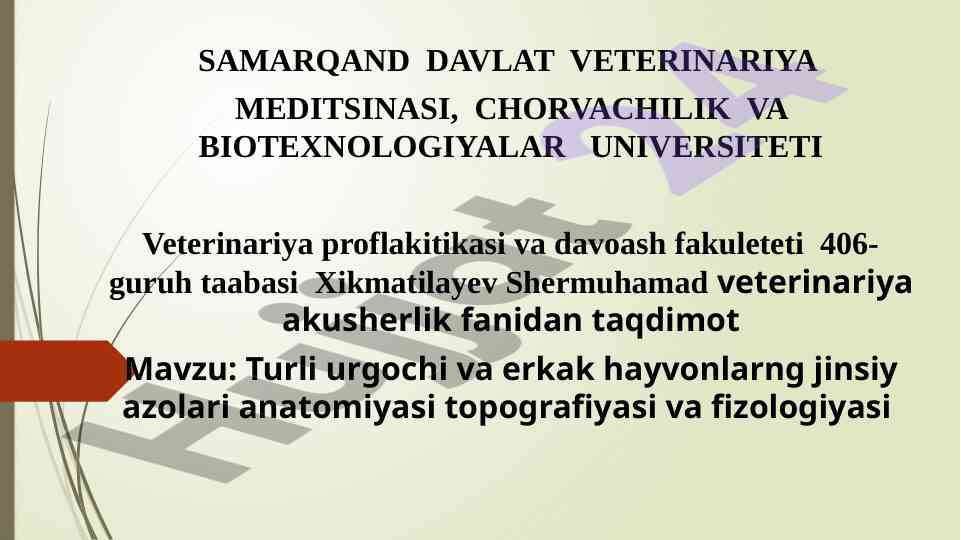 Jinsiy tizim anatomiyasi va fiziologiyasi