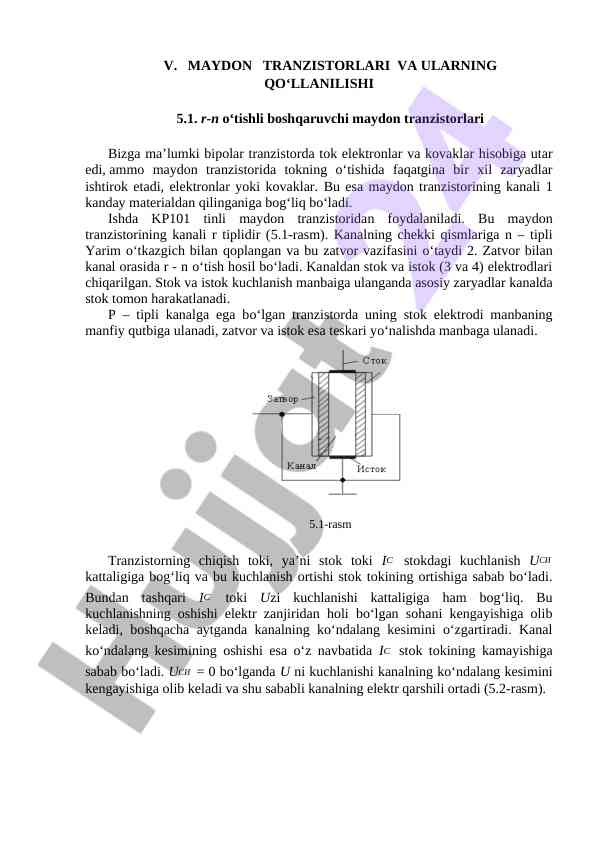 Maydon tranzistorlari va ularning qo‘llanilishi
