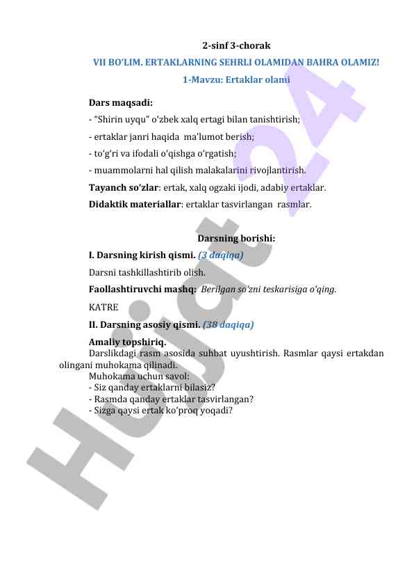 Ertaklarning sehrli olamidan bahra olamiz