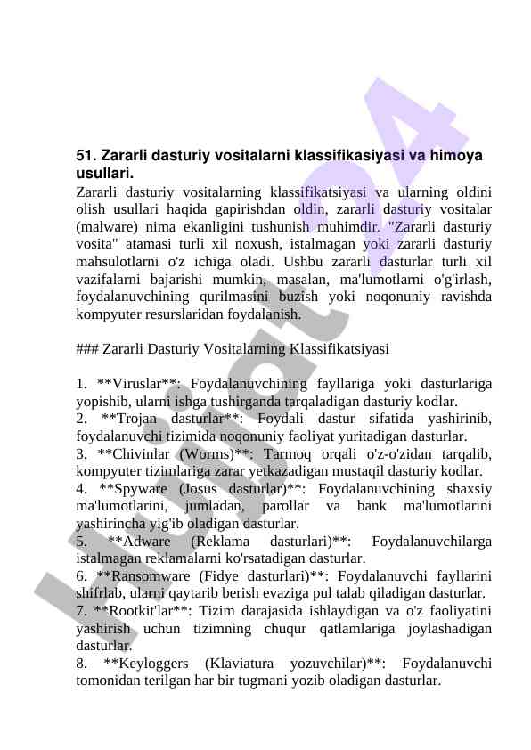 Zararli dasturiy vositalarning klassifikatsiyasi