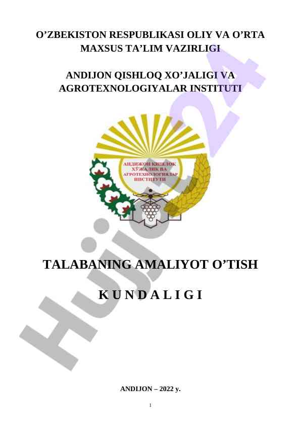 Talabaning amaliyot o’tish kundaligi 2022