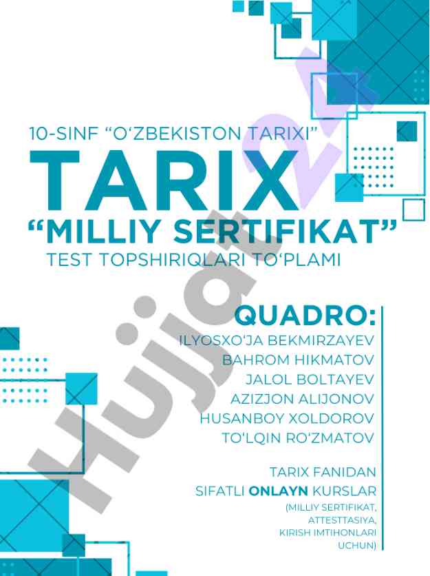 O‘zbekiston tarixi 10-sinf test savollari