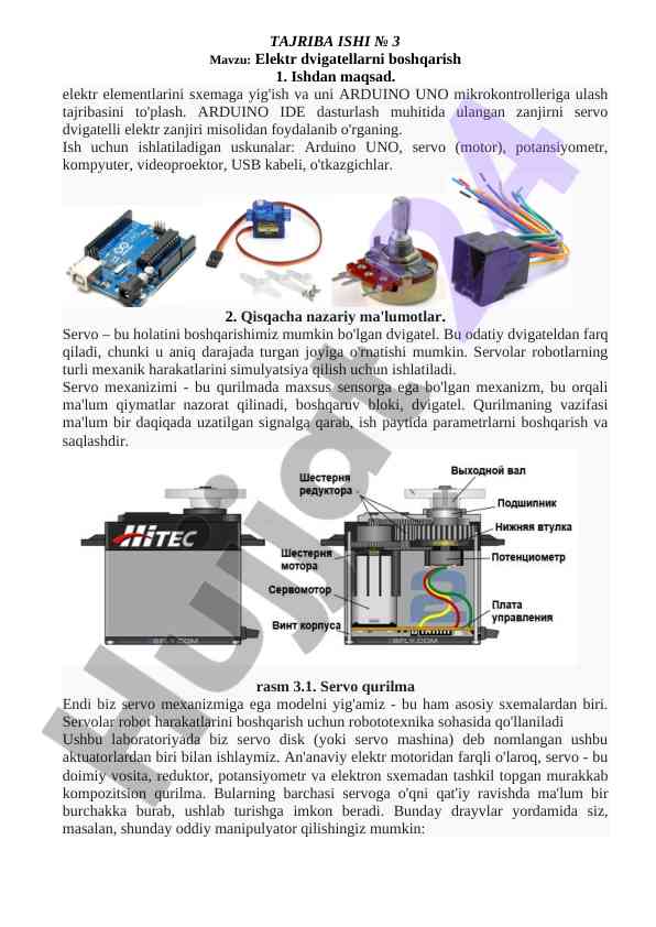 Elektr dvigatellarni boshqarish tajribasi