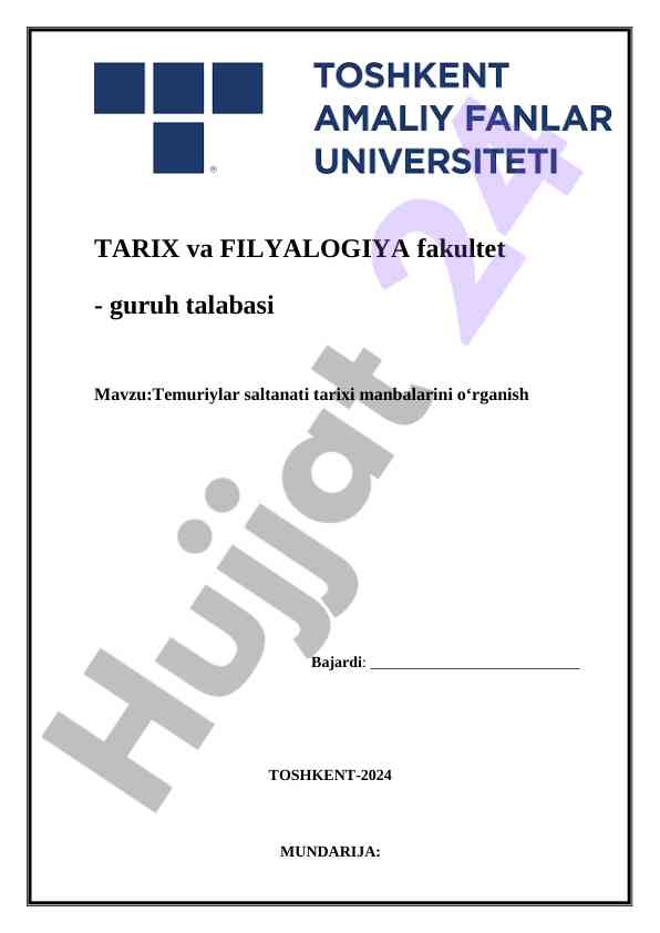 Temuriylar saltanati tarixi manbalari tahlili