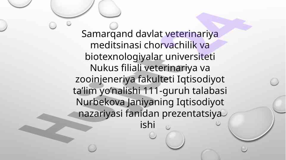 Biznes va tadbirkorlik taqdimoti iqtisodiyot nazariyasi fanidan
