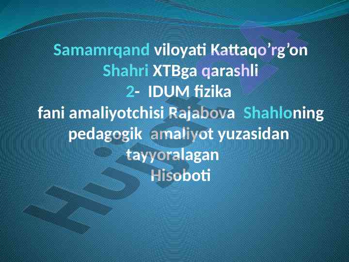 Bosim mavzusi ochiq dars hisoboti 6 sinf uchun
