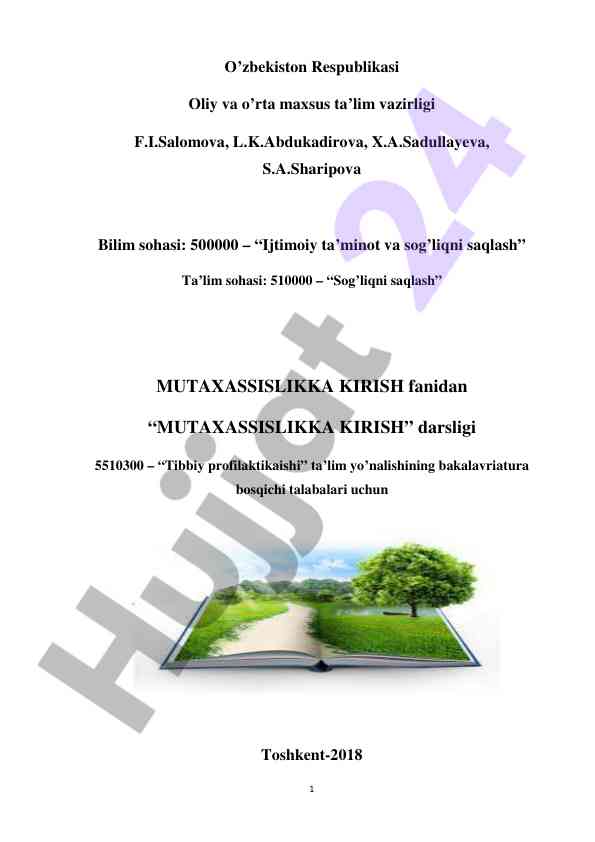 Mutaxassislikka kirish darsligi tibbiy profilaktika
