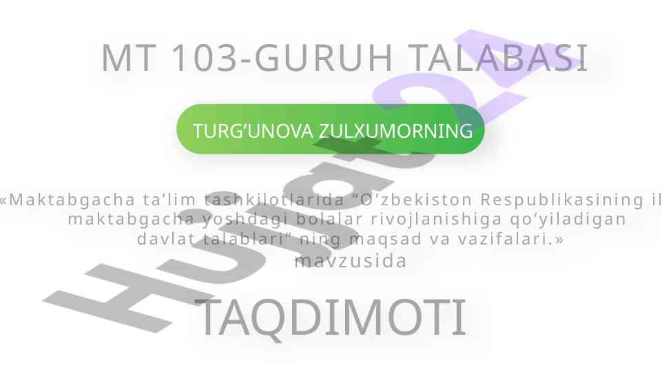 Maktabgacha ta'limda davlat talablari taqdimoti