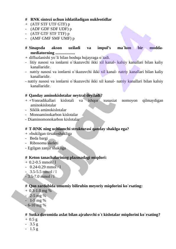 Rnk sintezi uchun nukleotidlar va akson uzilishi