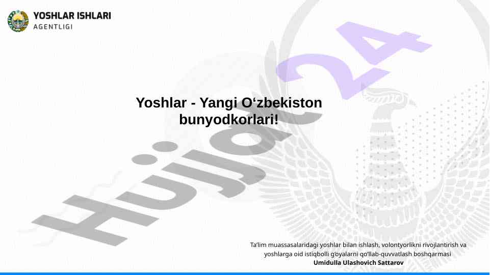 Yoshlar bilan ishlash va volontyorlikni rivojlantirish