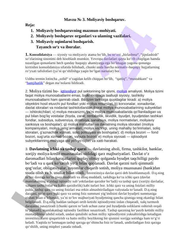 Moliyaviy boshqaruvning mazmun-mohiyati