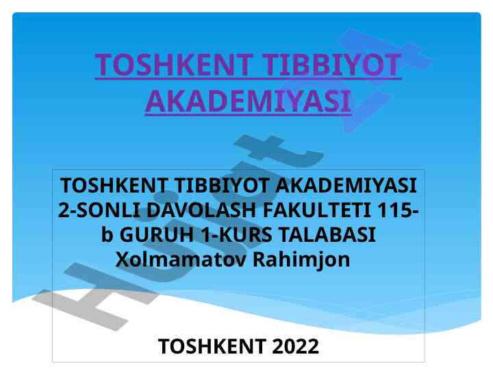 Vena tizimi va uning yoshga qarab o'zgarishi