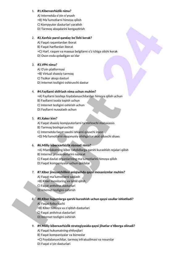 Kiberxavfsizlik asoslari va muammolari