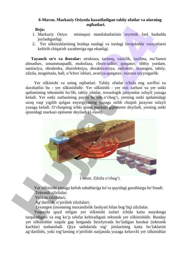 Markaziy osiyoda tabiiy ofatlar tahlili