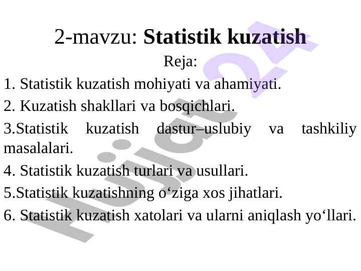 Statistik kuzatish: ahamiyati va mohiyati