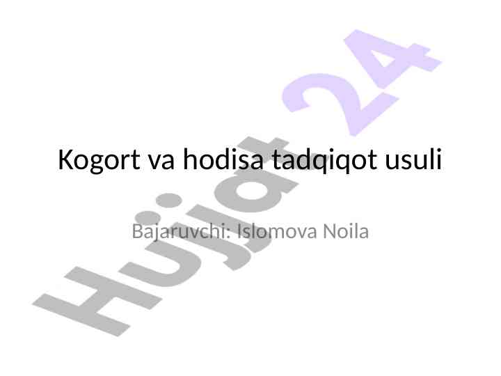 Kogort va hodisa tadqiqot usullari