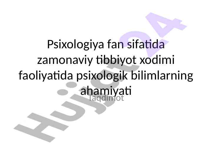 Zamonaviy tibbiyotda psixologik bilimlarning ahamiyati