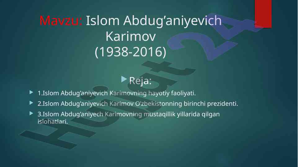 Islom karimov: o'zbekistonning birinchi prezidenti