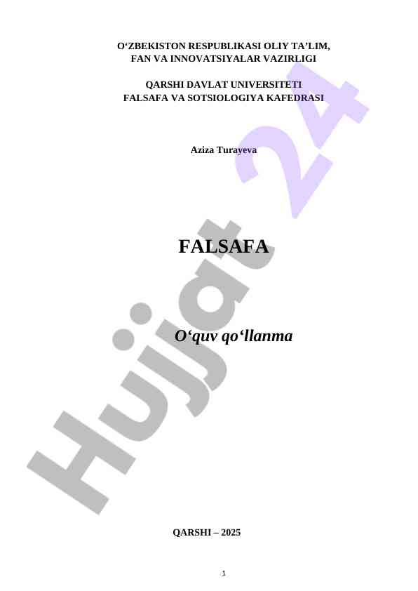 Falsafa o‘quv qo‘llanmasi bakalavriat ta’limi