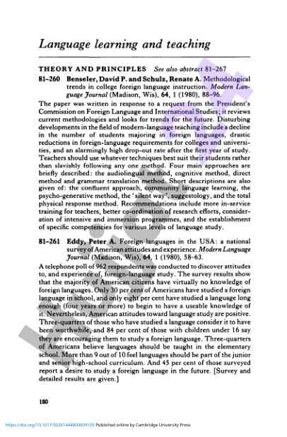 Methodological trends in foreign language instruction