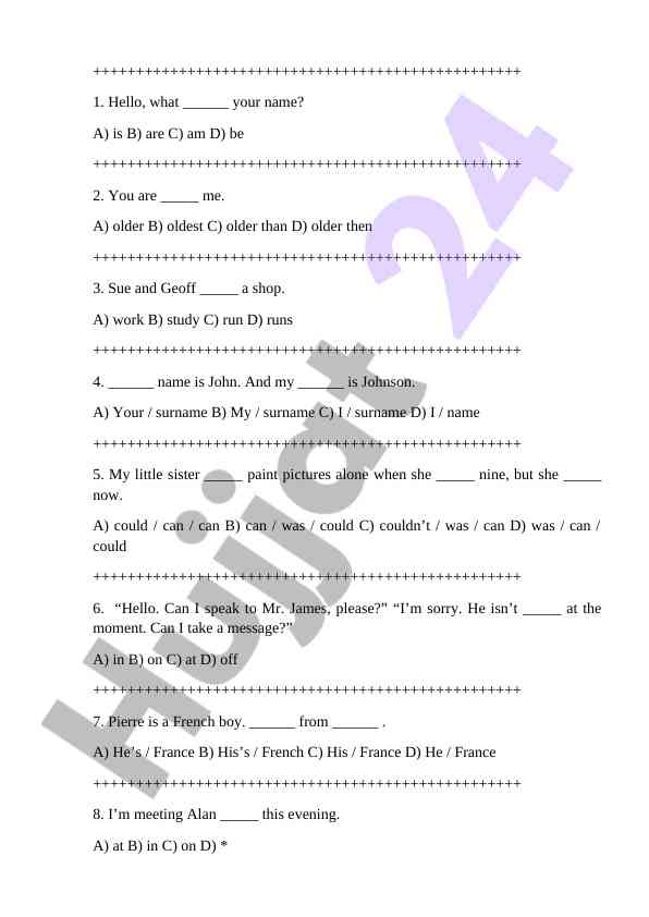 Basic english grammar exercises for beginners