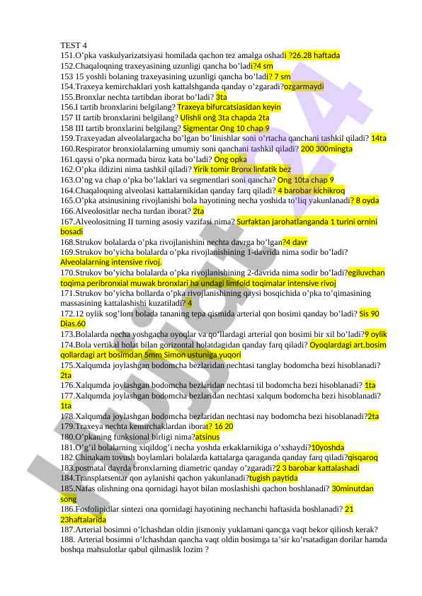O'pka vaskulyarizatsiyasi haqida asosiy savollar