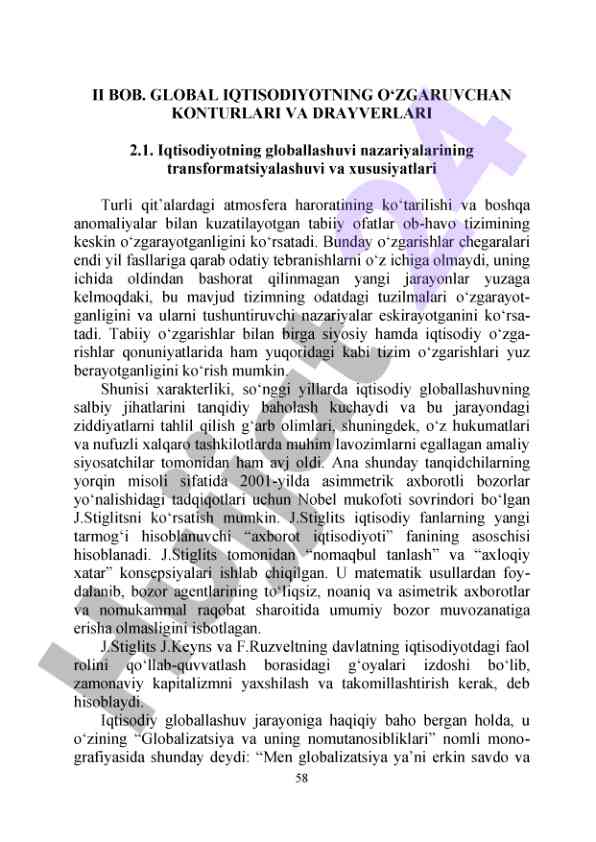 Global iqtisodiyotning o‘zgaruvchan konturlari va drayverlari