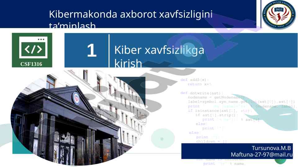 Kibermakonda axborot xavfsizligini ta'minlash tahlili
