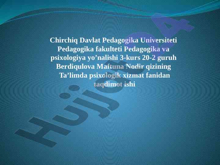 Ta'limda psixologik xizmat taqdimoti