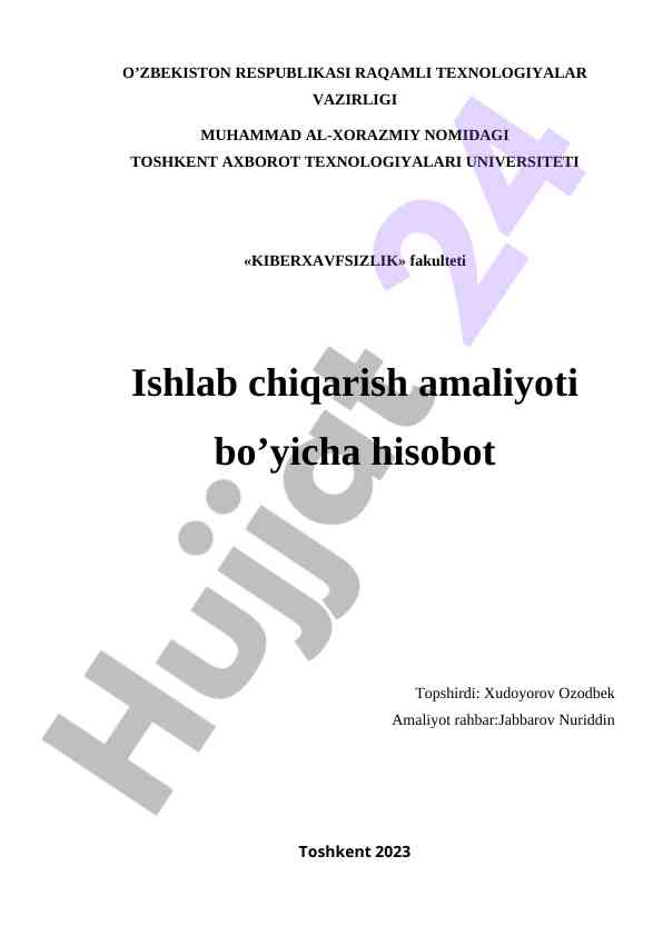 Kiberxavfsizlik amaliyoti bo‘yicha hisobot