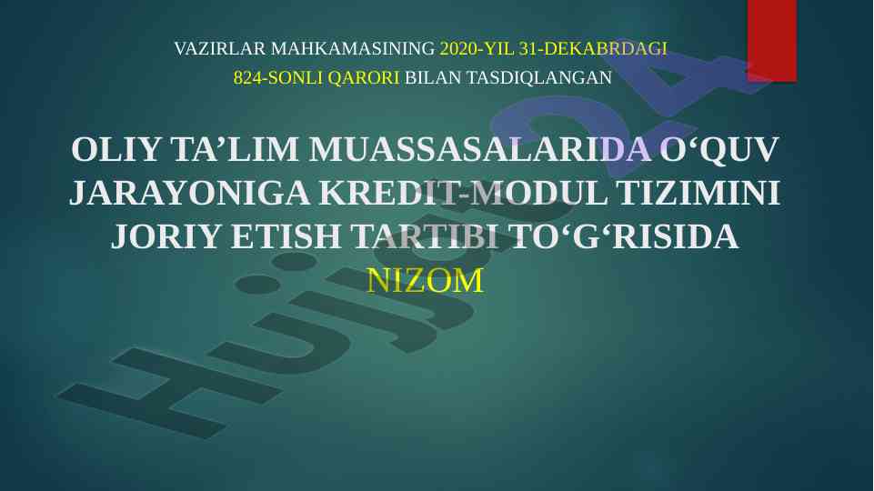 Kredit-modul tizimini joriy etish tartibi