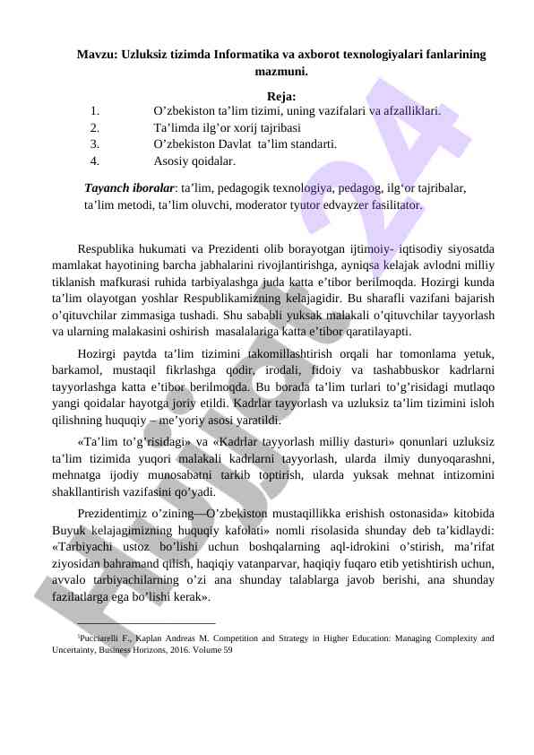Informatika va axborot texnologiyalari ta’limi