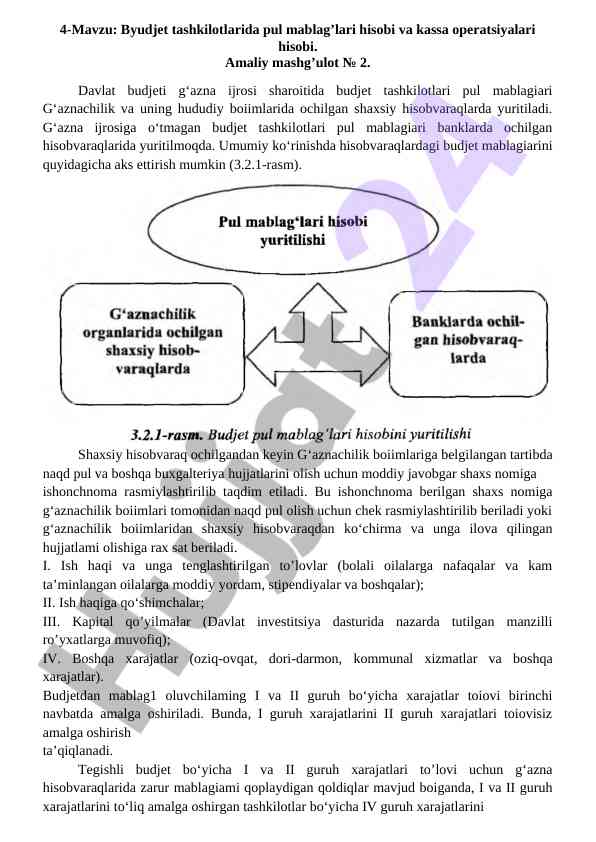 Byudjet tashkilotlarida pul mablaglari hisobi
