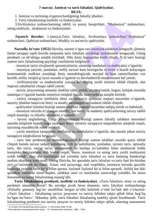 Jamiyat va tarix falsafasi qadriyatlar tahlili