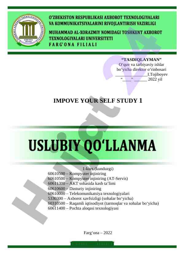 Uslubiy qo'llanma kompyuter injiniyrlash bo'yicha