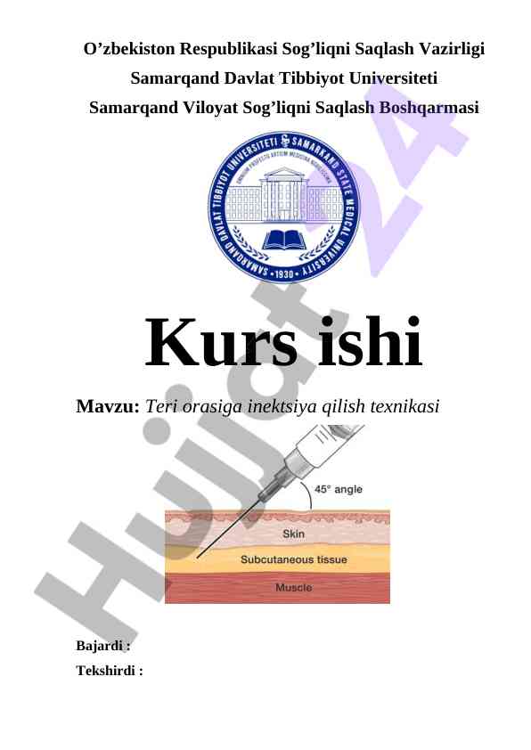 Teri orasiga injektsiya qilish texnikasi