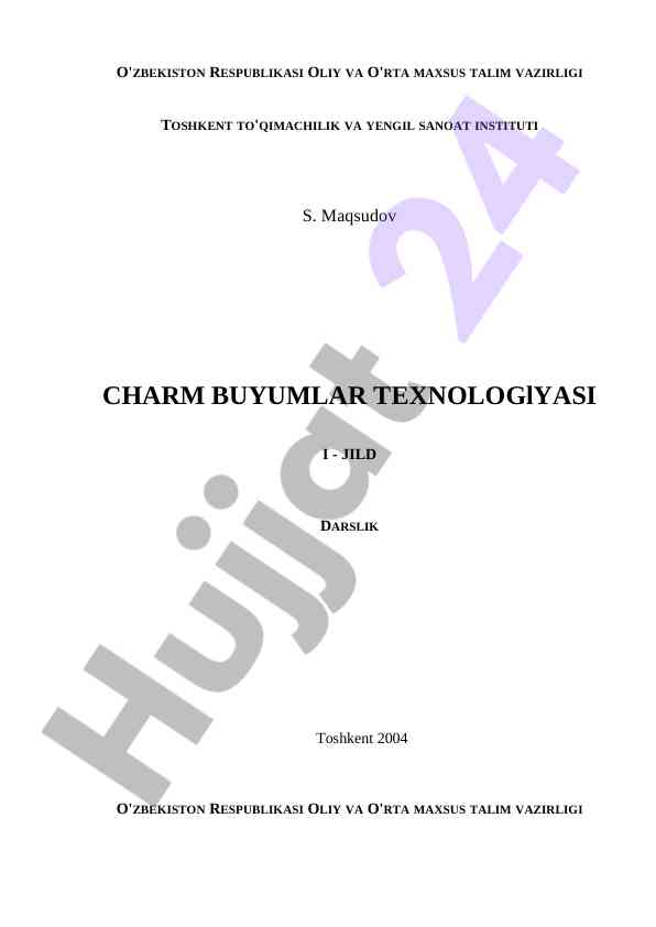 Charm buyumlar texnologiyasi darslik i jild