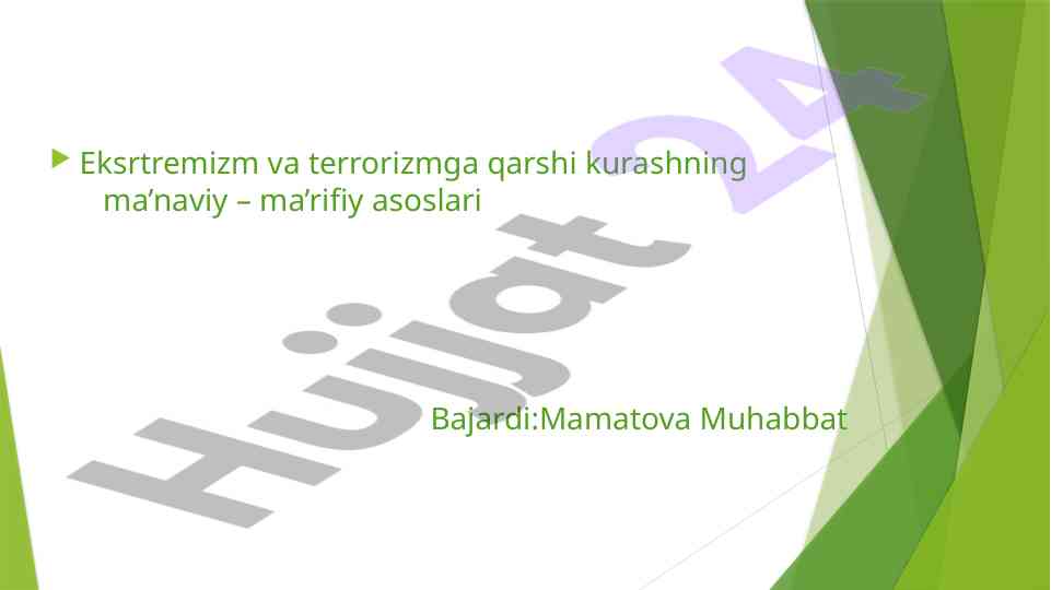 Ma’naviy asoslar ekstremizmga qarshi kurash