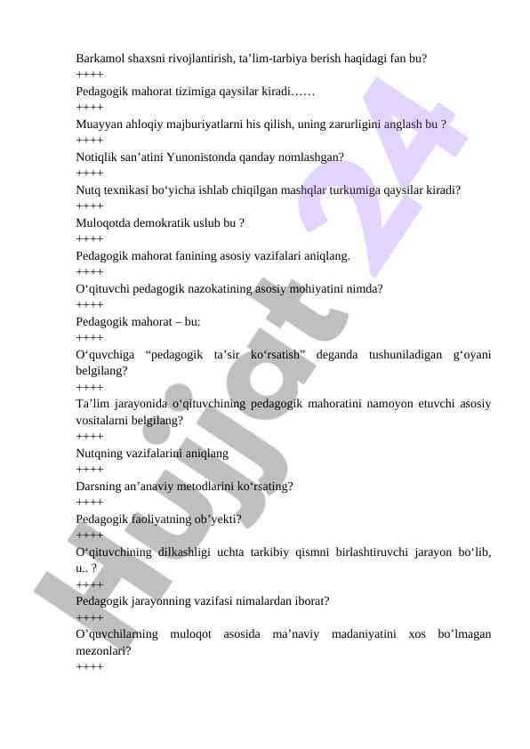 Pedagogik mahorat va ta’lim jarayoni asoslari