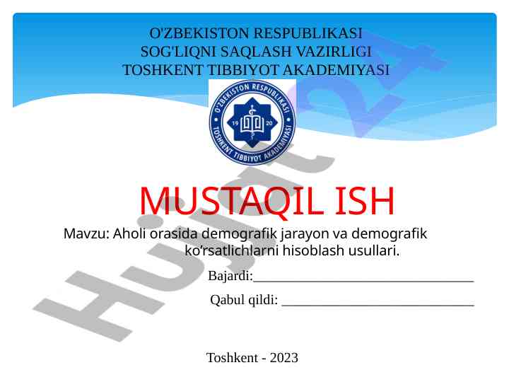 Demografik jarayonlar va ko'rsatkichlarni hisoblash